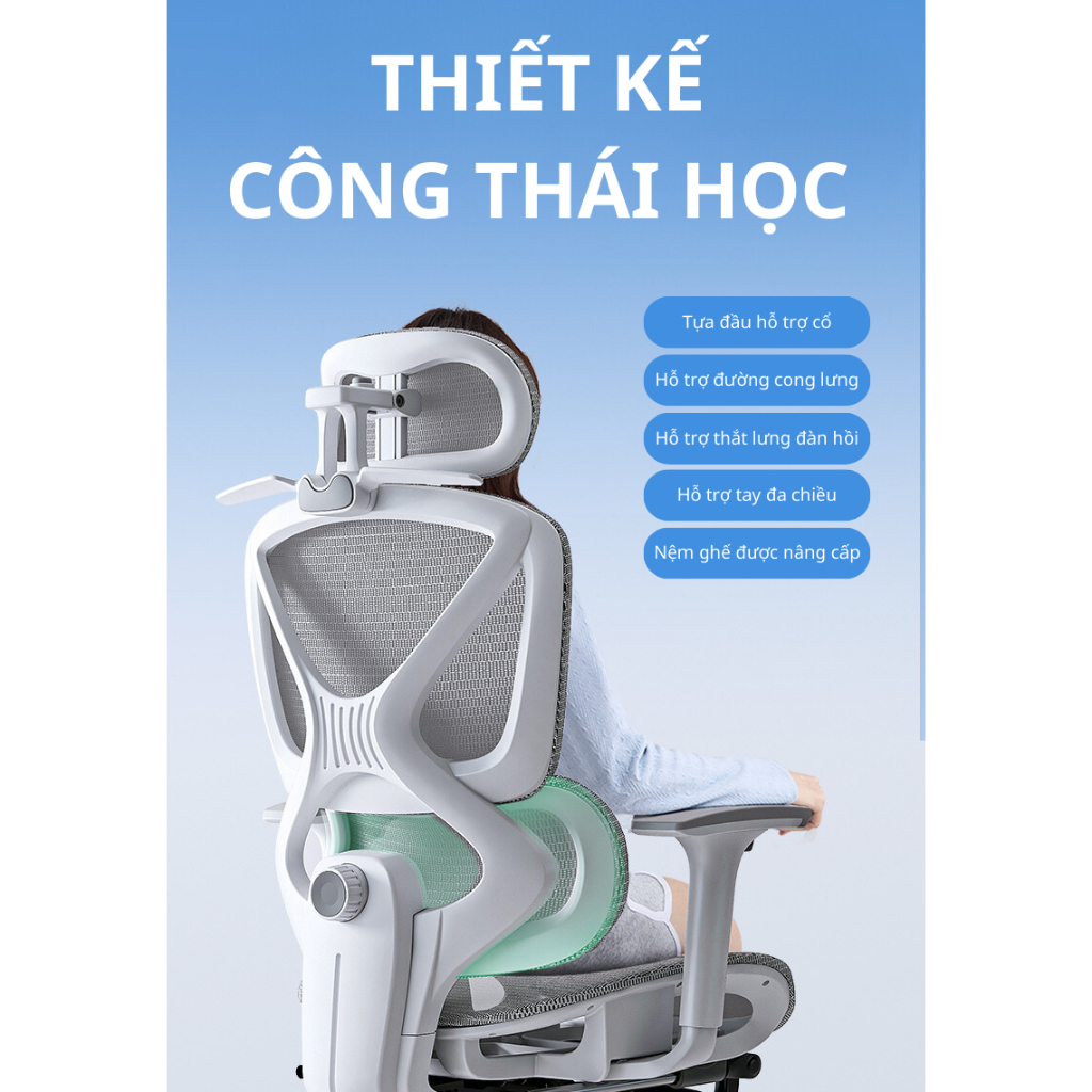 Ghế Xoay Công Thái Học CTH-09, Tựa Lưng Thay Đổi Linh Hoạt, Thiết Kế Bảo Vệ Cột Sống Ngả Lưng 135 Độ Resdani | BigBuy360 - bigbuy360.vn
