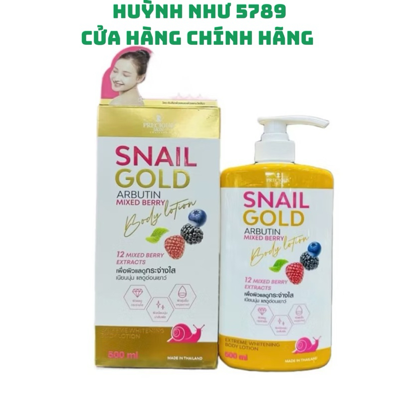[CHÍNH HÃNG]Sữa dưỡng thể trắng da body Snail Gold Arbutin mix berry thế hệ mới 500ml