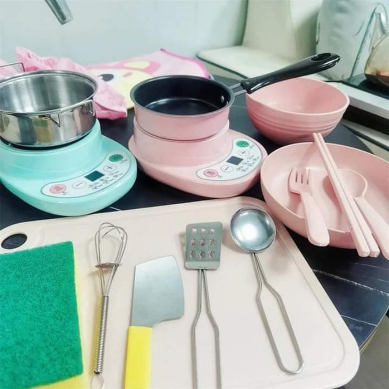 Đồ Chơi Nấu Ăn Thật Trọn Bộ Cho Bé, Đồ Chơi Nhà Bếp mini Nấu Ăn Thật EVADA