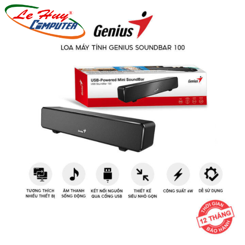 Loa GENIUS Soundbar 100 USB (Màu đen) - Hàng chính hãng