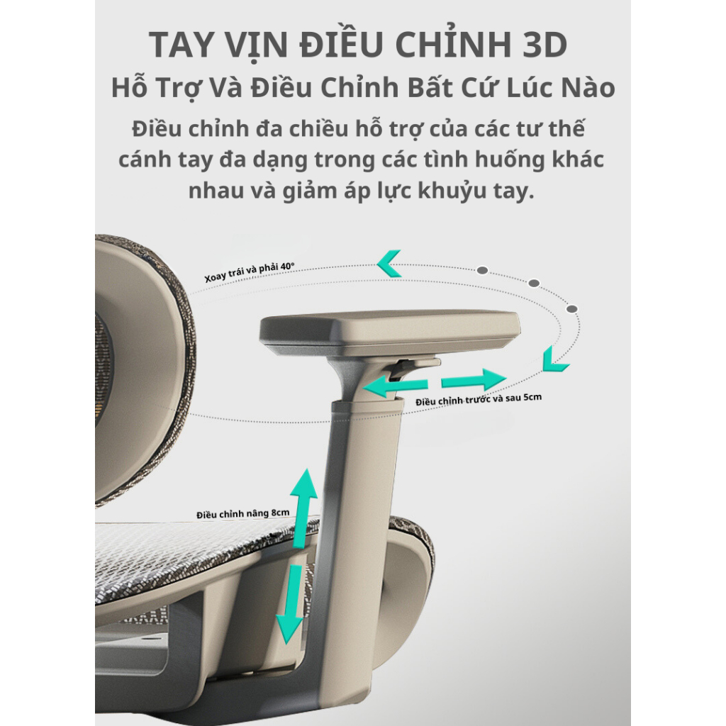 Ghế Công Thái Học CTH19  RESDANI ,Ghế Làm Việc Hỗ Trợ Tuyệt Đối Đốt Sống Lưng Và Cổ Ngả Lưng 135 Độ Lưng Lưới Thoáng | BigBuy360 - bigbuy360.vn