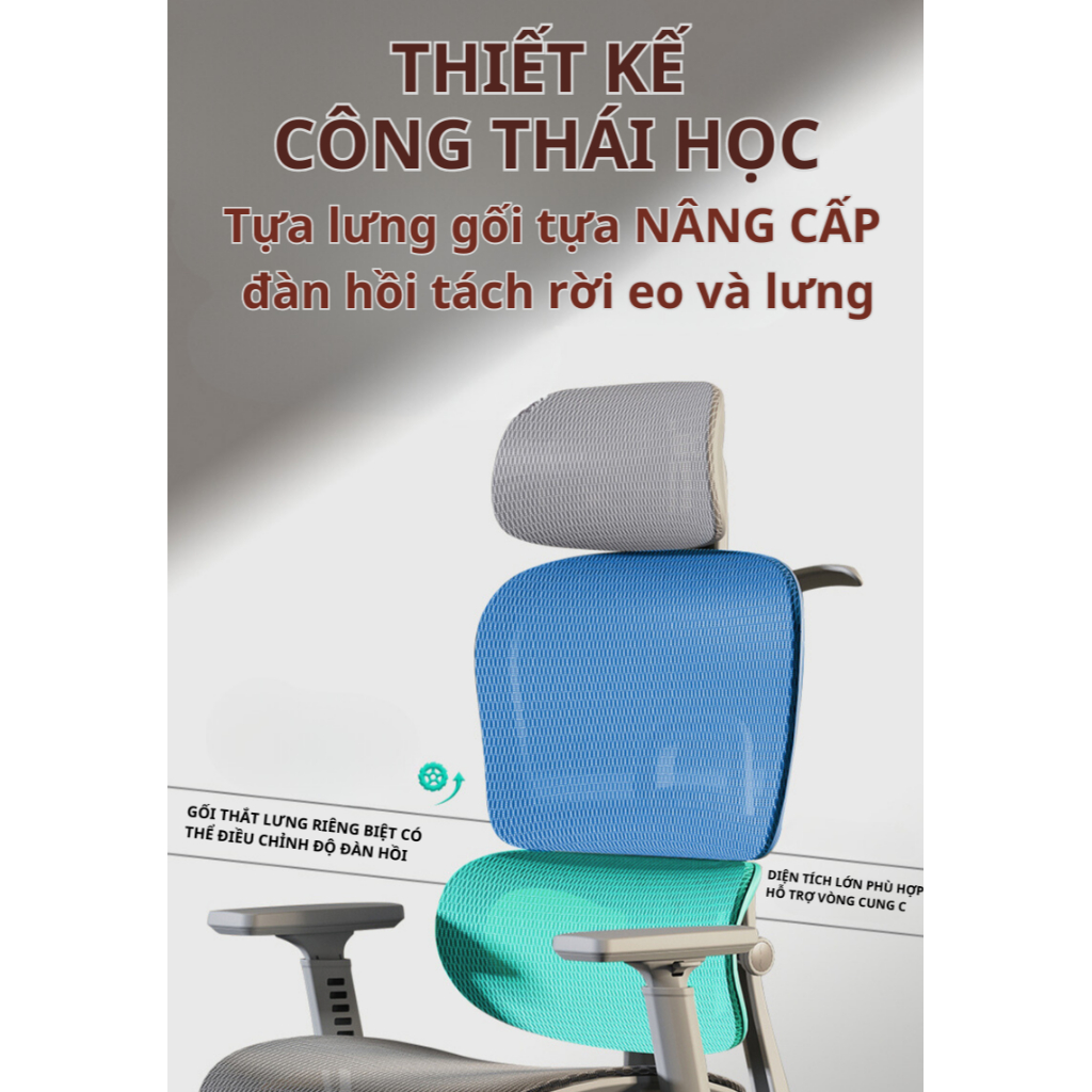 Ghế Công Thái Học CTH19  RESDANI ,Ghế Làm Việc Hỗ Trợ Tuyệt Đối Đốt Sống Lưng Và Cổ Ngả Lưng 135 Độ Lưng Lưới Thoáng | BigBuy360 - bigbuy360.vn