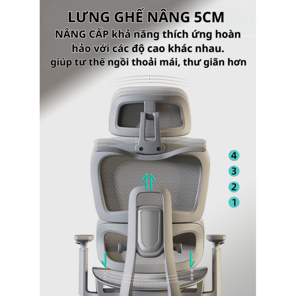Ghế Công Thái Học CTH19  RESDANI ,Ghế Làm Việc Hỗ Trợ Tuyệt Đối Đốt Sống Lưng Và Cổ Ngả Lưng 135 Độ Lưng Lưới Thoáng | BigBuy360 - bigbuy360.vn