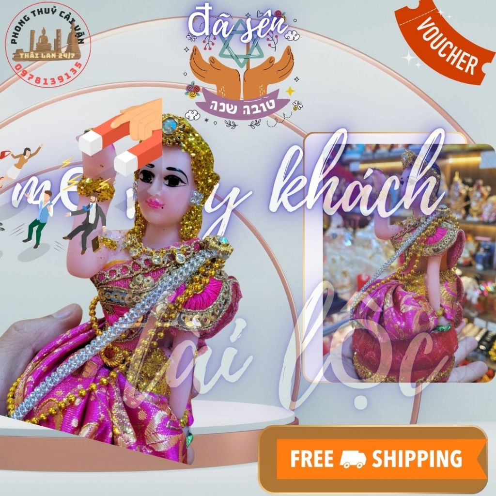 Tượng Trang Trí Để Bàn ₥ẹ VẫɎ ₭Ⱨá₵Ⱨ Thái Lan Cao 17 Cm