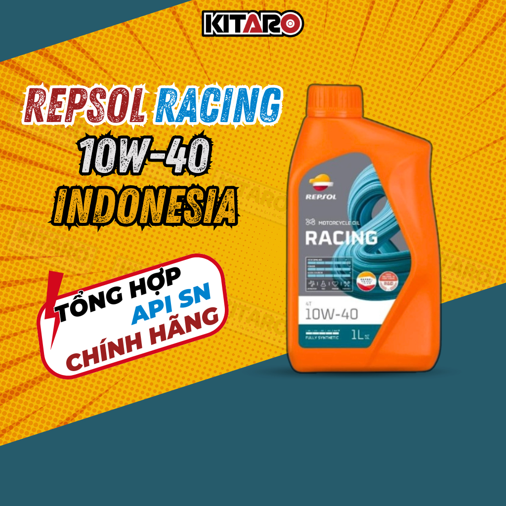 Nhớt Repsol Racing 10w40 dành cho xe máy, xe côn tay, pkl, tổng hợp 100%