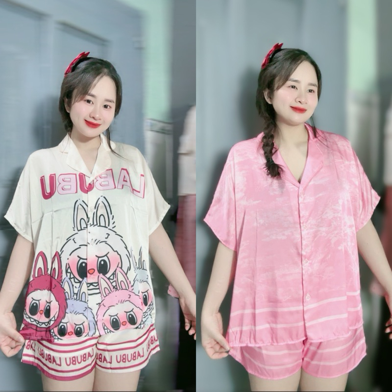 Bộ Pizama đùi latin cánh dơi Vải Mềm Mịn Hình In 3D sắc Nét Đồ Mặc Nhà nữ thoáng mát