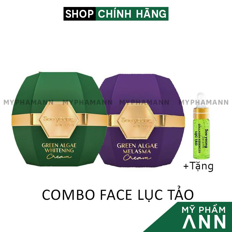 [Tặng serum] Combo Face Xanh Lục Tảo Soo Young Chính Hãng + Face Tím Lục Tảo Soo Young