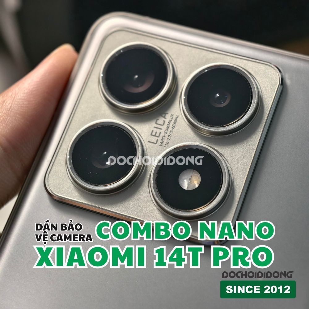 Combo Miếng dán bảo vệ camera Xiaomi 14T Pro tăng cường lực chống vỡ nguyên liệu nhựa nano cao cấp