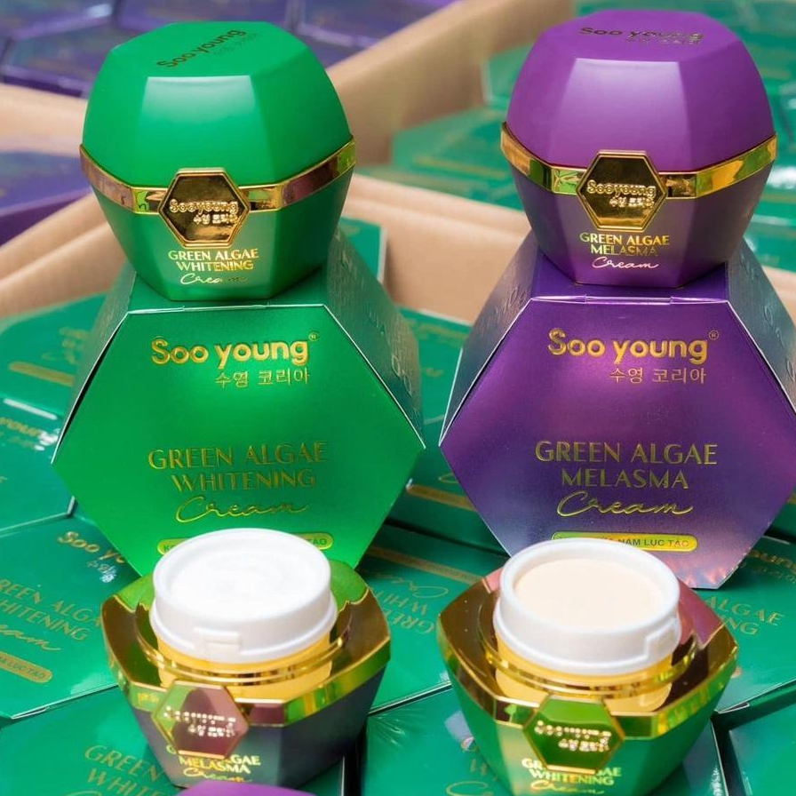 [Tặng serum] Combo Face Xanh Lục Tảo Soo Young Chính Hãng + Face Tím Lục Tảo Soo Young