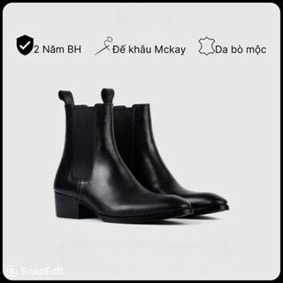Chelsea boot   dáng high heel, Giày đế cao nam kiểu tây nam công sở trẻ trung độn đế tăng chiều cao bằng da bò nap