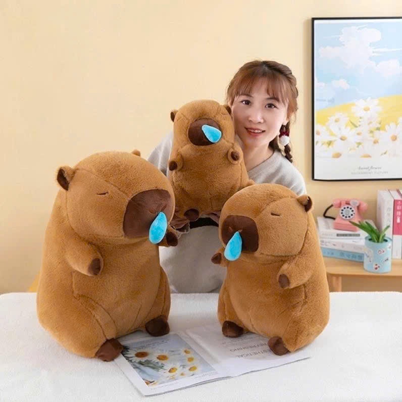 Xả Kho Gấu bông Capybara màu nâu (Mũi rút) dưa hấu Kt 30cm, Gấu mềm mịn/cute