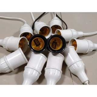 Đuôi đèn kín nước E27 Đen/Trắng có dây