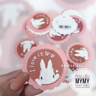 Nhãn mác giấy handmade hình thỏ I Love It
