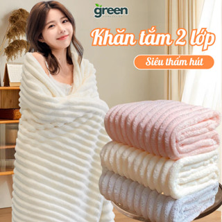 [LOẠI 1] Khăn Tắm Siêu Thấm Hút Nước GreenHome, Khăn Tắm Cuộn To Dày 2 Lớp Mềm Mại Không Rụng Lông