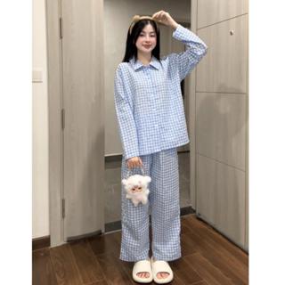  Bộ đồ ngủ kiểu nữ chất xốp cotton dáng dài form rộng mặc ở nhà bốn mùa 12 màu Hàn Quốc Kozoda Women BN6 