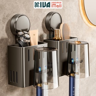  Kệ để đựng bàn chải kem đánh răng KIVA lắp đặt hút chân không. Chất liệu nhôm hàng không. 
