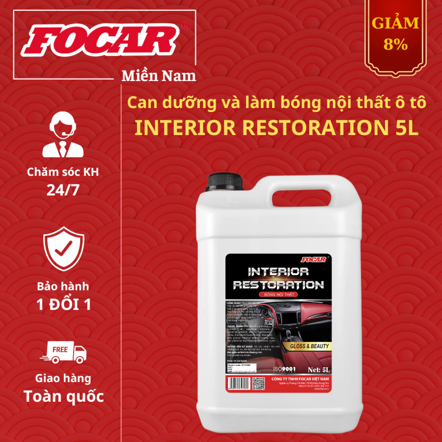 Dung dịch dưỡng bóng nội thất ô tô Focar Interior Restoration 5L