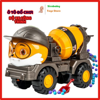 Xe đồ chơi, Xe ben chở cát ô tô máy múc xe cần cẩu công trình xe trộn bê tông cỡ lớn, xe móc mô hình nhân vật