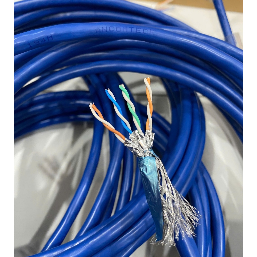 Dây cáp mạng Ancomteck Cat7 SFTP dạng xoắn 23AWG màu xanh dương  ( Cắt theo Mét)