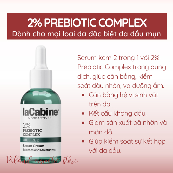 Serum LaCabine 2% Prebiotic Complex Tinh chất làm dịu giảm đỏ cân bằng hệ vi sinh cho da mụn 30ML