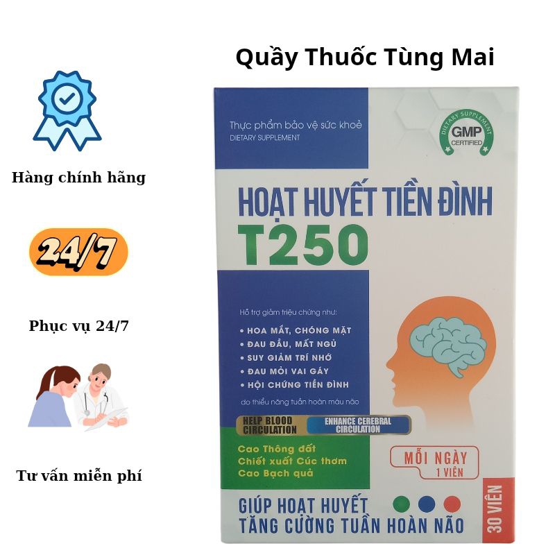Hoạt huyết tiền đình T250 Hộp 30 viên