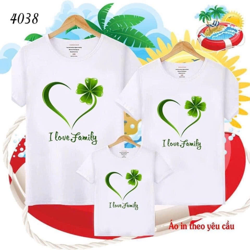 Áo gia đình cổ tròn Màu Trắng vải Cotton thoáng mát Nam Nữ một fome đủ size