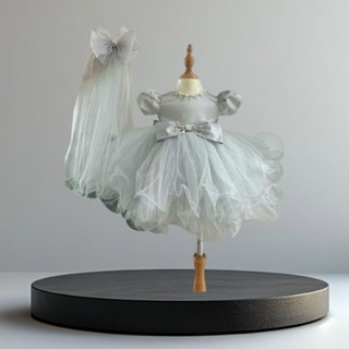 Váy công chúa thiết kế, Đầm tùng Bèo siêu dễ thương  Tặng kèm voan cô dâu Nhí cho bé gái từ 8_30kg