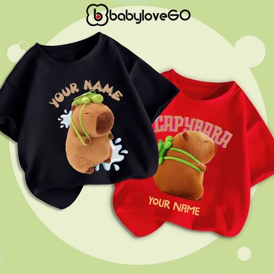 Áo thun Capybara IN TÊN theo yêu cầu cho bé trai bé gái BabyloveGO (khách hàng vui lòng nhắn tin cho shop)