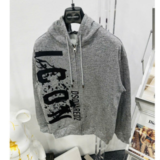  Áo Nỉ Hoodie ICon Dsq Nỉ Bông Nam Nữ Vải Xám Xước Họa Tiết In Logo Trước Ngực Dầy Dặn Cao Cấp 