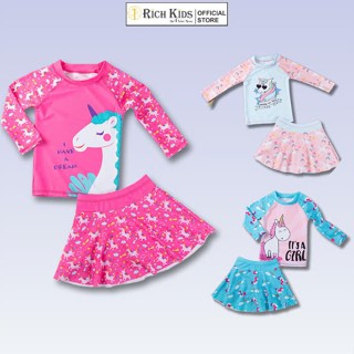 Đồ bơi Trẻ Em Dài Tay Cho Bé Gái Hoạ Tiết Dễ Thương