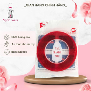  băng dính đỏ 2 mặt tạo fan mi - dán nails box   cuộn to dài 10m  