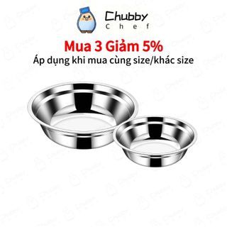  Thau inox trơn Sâu lòng  kiểu Hàn Quốc 18-28cm Chubby Chef chậu inox thiết kế đơn giản sang trọng 