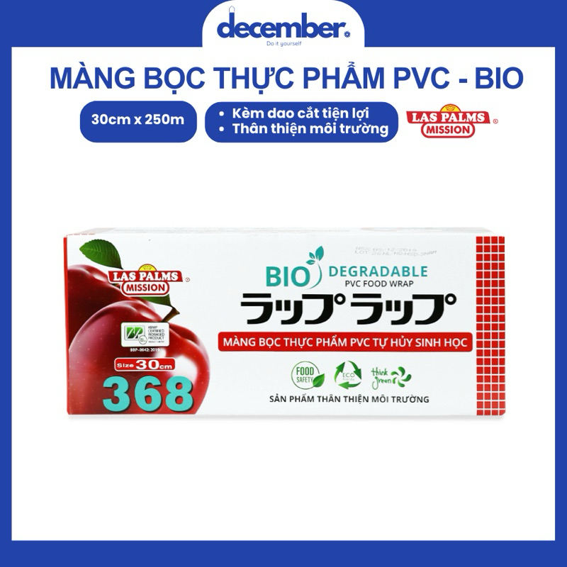 Màng Bọc Thực Phẩm PVC Tự Huỷ Sinh Học Las Palms 30cmx368 (250m) - December House