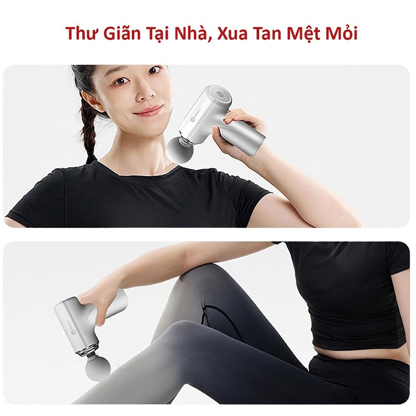 Máy Massage 4 Đầu 6 Chế Độ Fascial Gun Trị Nhức Mỏi Vai Gáy,Đau Giãn Căng Cơ