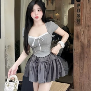 set bigsize 60-130kg chân váy nơ + áo ren nơ