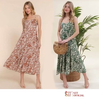 Đầm 2 dây maxi dáng midi vải lanh hàng xuất dư S77.SP012761