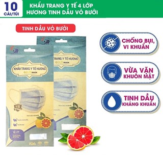 Túi 10 cái Khẩu Trang Chống Bụi Hương Tinh Dầu Vỏ Bưởi - Loại Khẩu Trang 4 lớp Gold Mask | Trường Dương