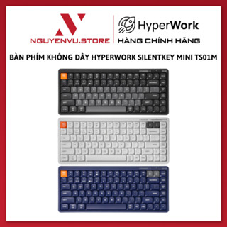 Bàn phím không dây HyperWork SilentKey Mini TS01M ( Bluetooth/2.4GHHz/Dây Type C) - Hàng Chính Hãng