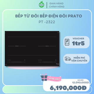 Bếp từ âm đôi Bếp điện đôi Prato 2 vùng cảm ứng 2322 chiu nhiệt lên đên 1000 độ C công suất 2x2200W bảo hành 3 năm