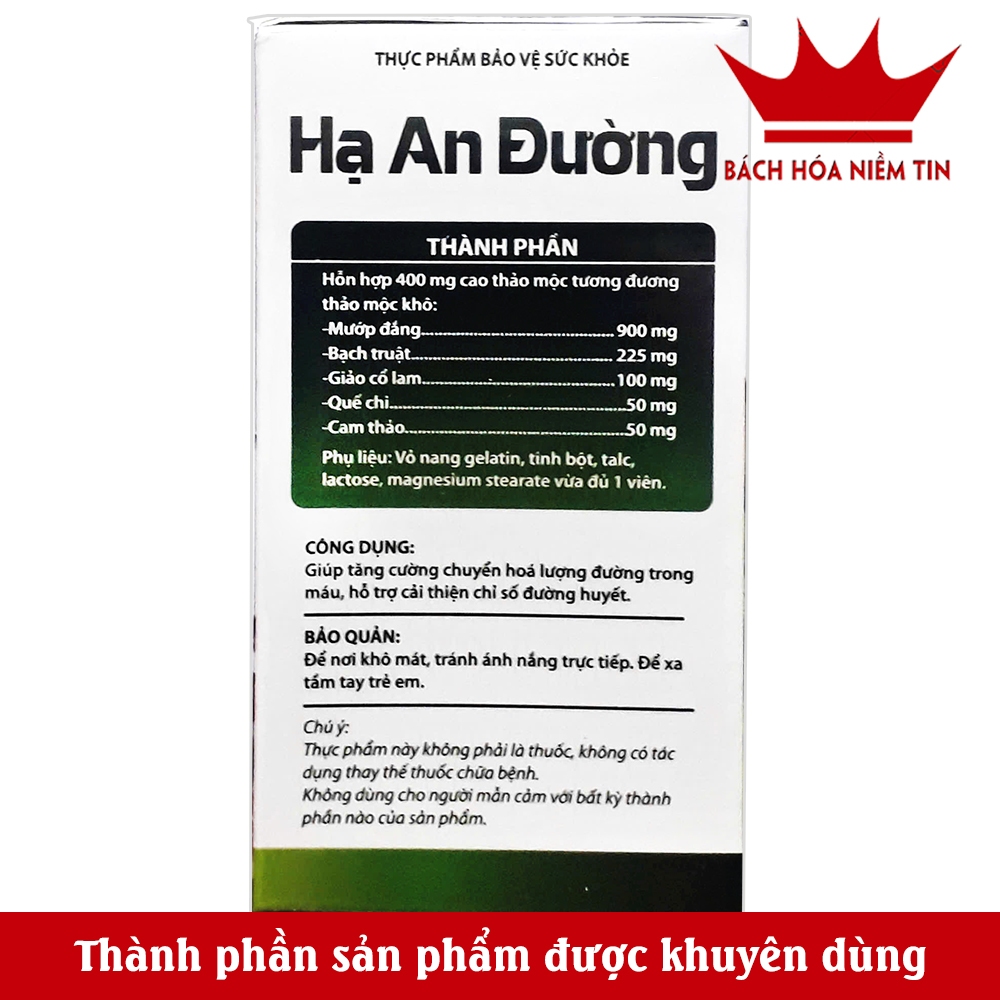 Viên uống giảm tiểu đường Hạ An Liên Thanh từ quế chi, mướp đắng, cam thảo giúp chuyển hóa đường, giảm tiểu đường