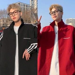 ÁO KHOÁC Gió Unisex Phối 3 Sọc Chất Liệu Dù Gió 2 Lớp Cao Cấp - Áo Khoác Dù From Rộng Chống Nước Nam Nữ Cổ Đứng