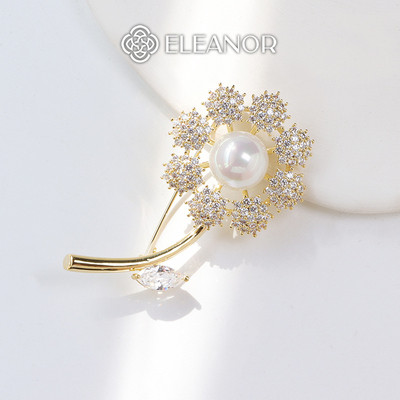 Ghim cài áo nam nữ Eleanor Accessories hình hoa đính đá phụ kiện thời trang trâm cài áo 8380