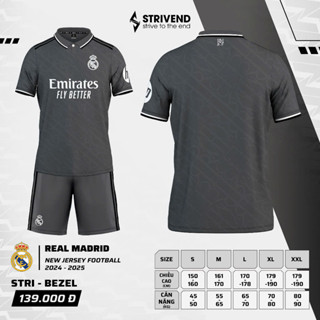 Bộ Quần Áo Đá  Bóng CLB Real Madrid Sân Khách Màu Xám Logo Thêu Thun Mè Cao CẤP Đủ Mẫu Mới Nhất A9