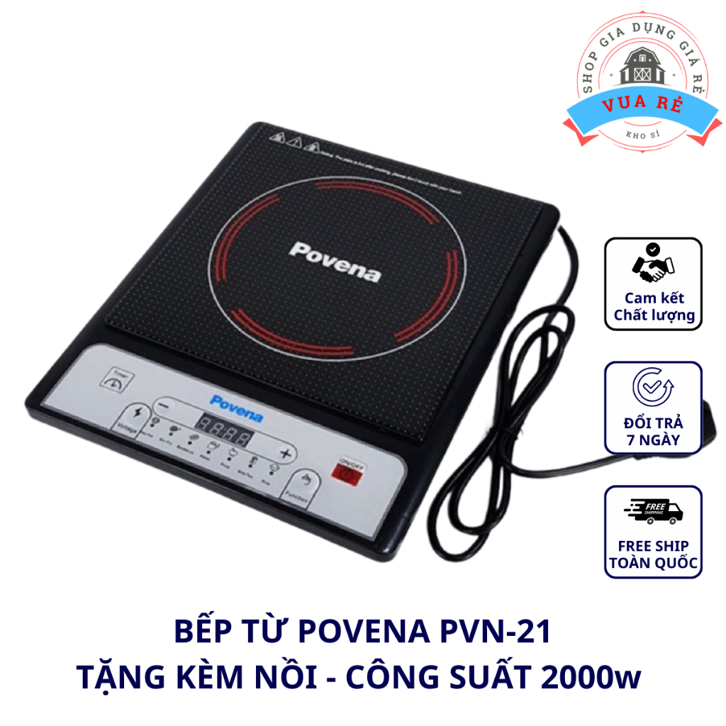 [VUA RẺ] Bếp Từ Chính Hãng POVENA - Tặng Kèm Nồi - Công Suất 2000w - Bảo Hành 12 Tháng