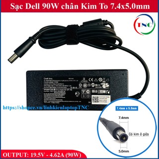Sạc laptop dell 19.5v - 4.62a - 90w - đường kính đầu sạc 7.4mm chân kim ký hiệu 7.4x5.0mm