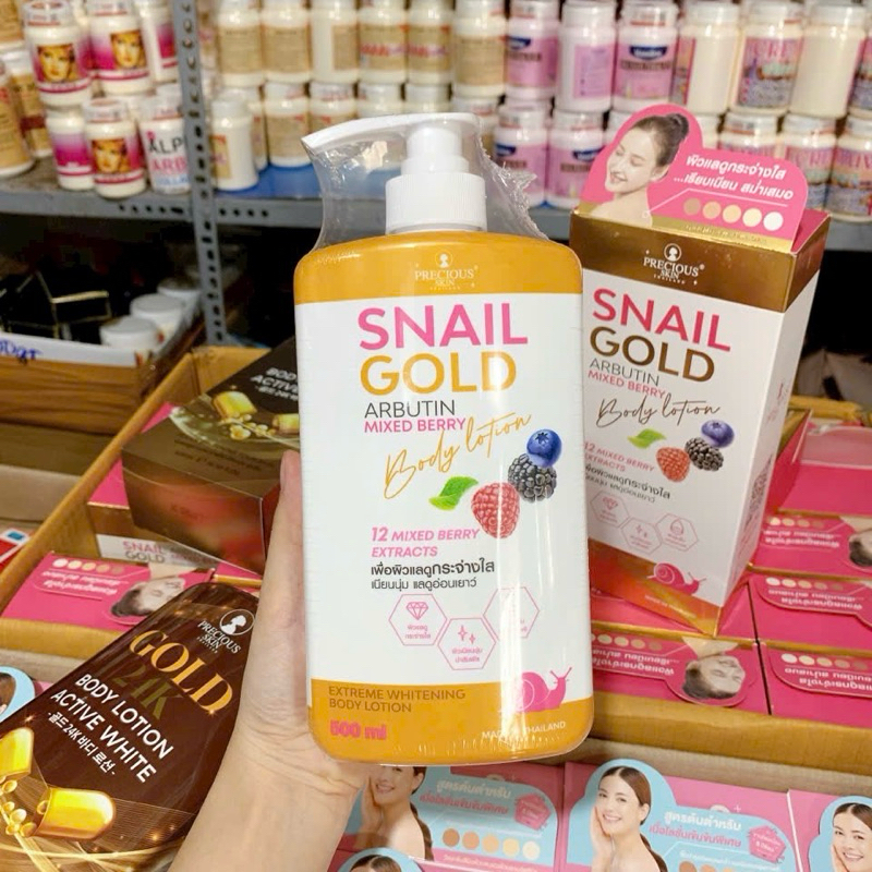 [CHÍNH HÃNG]Sữa dưỡng thể trắng da body Snail Gold Arbutin mix berry thế hệ mới 500ml