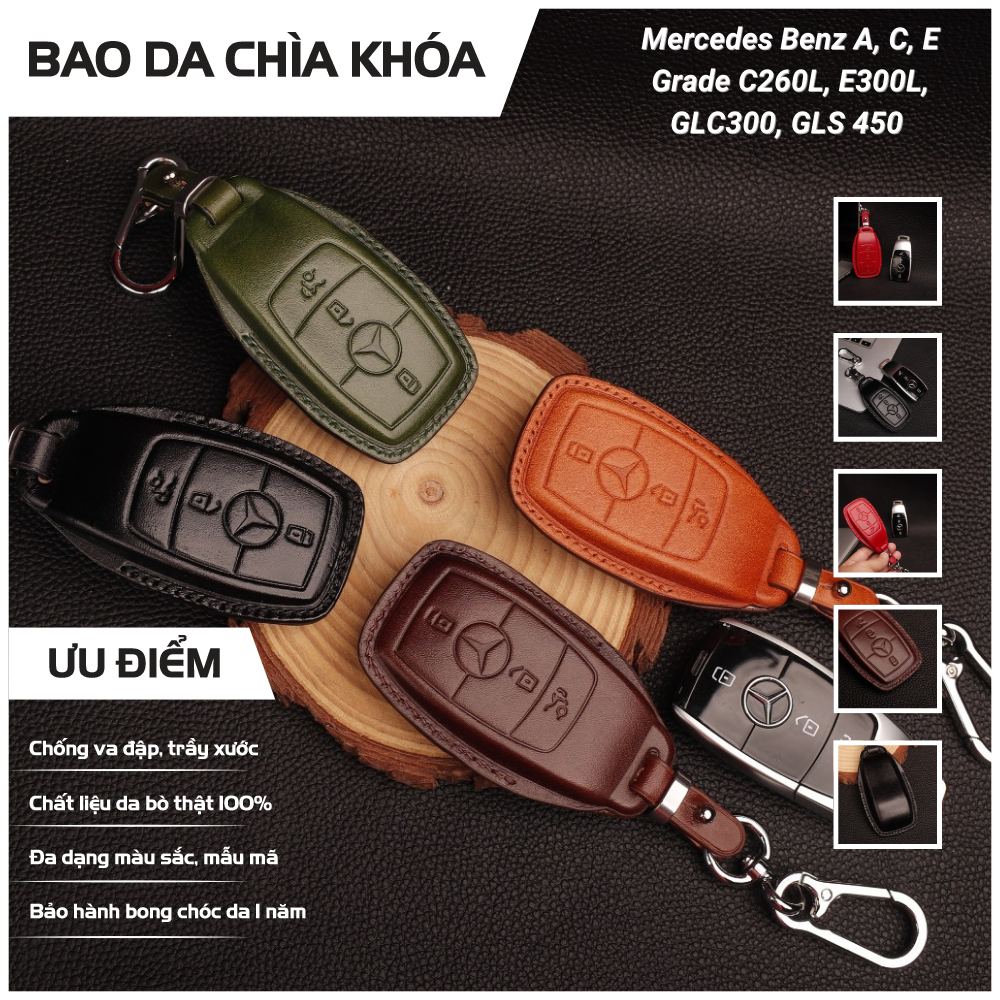 Ốp Chìa Khóa Mercedes Benz A, C, E Grade C260L, E300L, GLC300, GLS 450 - Bọc Chìa Smartkey Cao Cấp