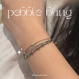 Vòng tay/Lắc chân Christmas chỉ sáp waterproof kết hợp hạt cườm nhật (2mm) - Pebble Bling