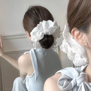Scrunchies 4 lớp và 2 lớp cột tóc cỡ nhỏ và to xoè bồng bềnh  nhiều màu dây buộc tóc tiểu thư vải thêu hoa Y325