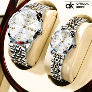 Đồng Hồ Cặp Đôi OLEVS Chính Hãng Có Lịch Ngày/ Kim Dạ Quang/ Dây Thép Chống Gỉ/ Chống Nước